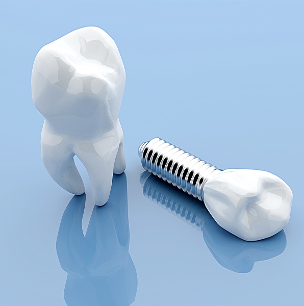 Animated tooth and dental implant supported dental crown