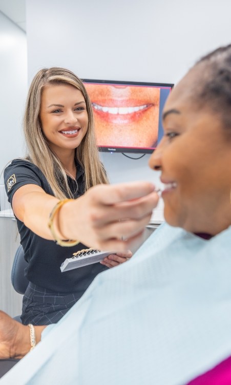 Dental team member taking photo of patient